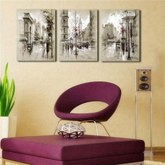 3pcs Modern Street View Architectural Decoration Painting