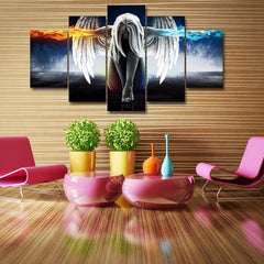 5pcs HD Fire Water Angel Magic Wings Canvas Paintings for Home Decor