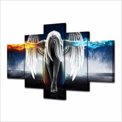5pcs HD Fire Water Angel Magic Wings Canvas Paintings for Home Decor
