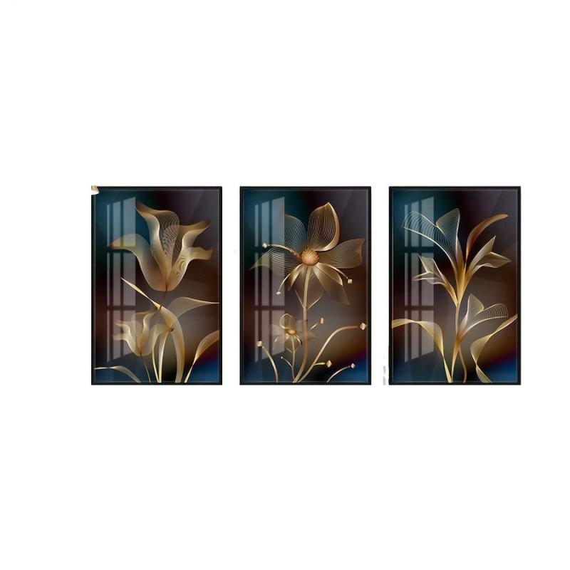 Abstract Golden Flower Poster Nordic Art Plant Leaf Canvas Painting