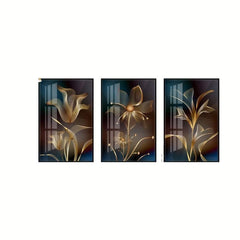 Abstract Golden Flower Poster Nordic Art Plant Leaf Canvas Painting