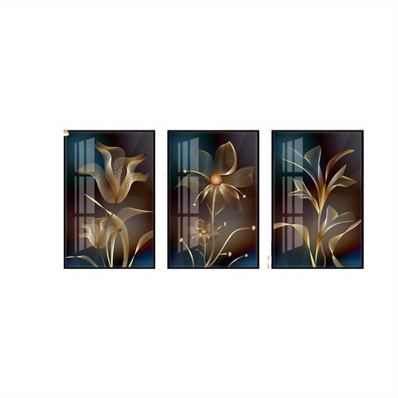 Abstract Golden Flower Poster Nordic Art Plant Leaf Canvas Painting