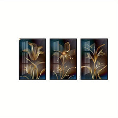 Abstract Golden Flower Poster Nordic Art Plant Leaf Canvas Painting