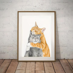 Cat Snuggles In Love Art Print Anniversary Poster