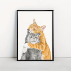 Cat Snuggles In Love Art Print Anniversary Poster