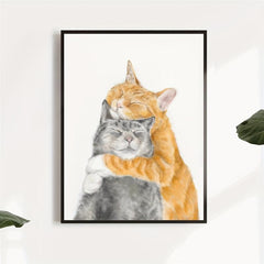 Cat Snuggles In Love Art Print Anniversary Poster