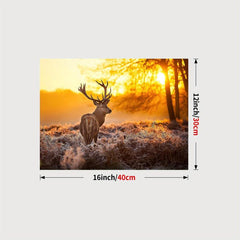 Rustic Elk Sunset Canvas Poster Wall Art
