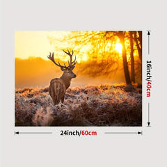 Rustic Elk Sunset Canvas Poster Wall Art