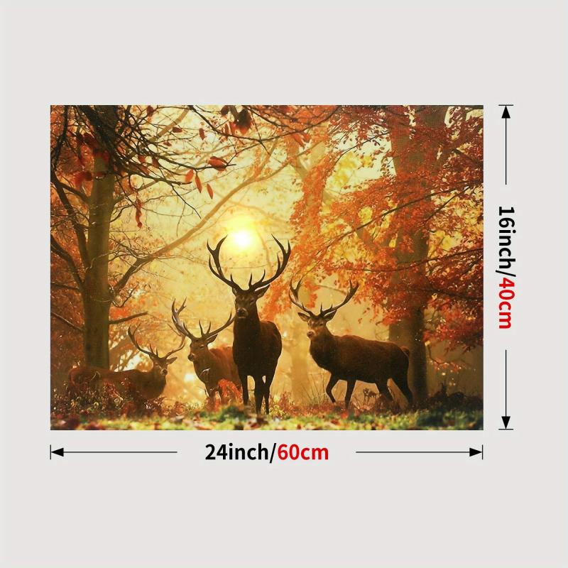 Rustic Elk Sunset Canvas Poster Wall Art