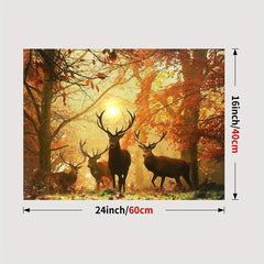 Rustic Elk Sunset Canvas Poster Wall Art
