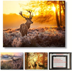 Rustic Elk Sunset Canvas Poster Wall Art