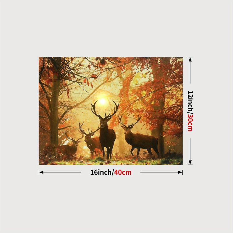 Rustic Elk Sunset Canvas Poster Wall Art