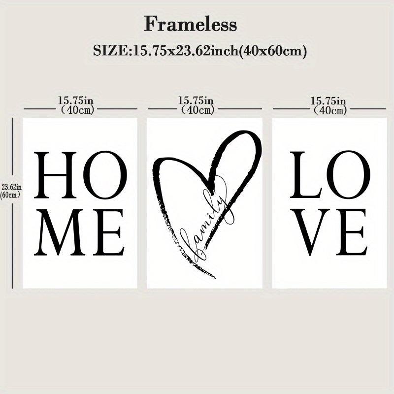3pcs Family Home Sign Canvas Painting Love Posters And Prints Wall Art Modern