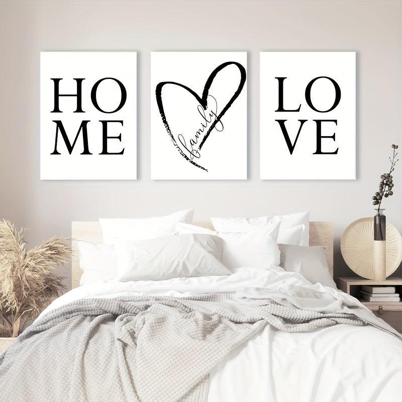 3pcs Family Home Sign Canvas Painting Love Posters And Prints Wall Art Modern