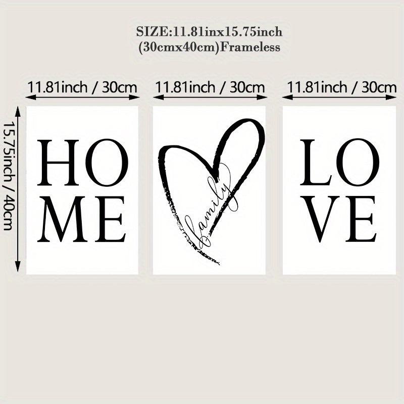 3pcs Family Home Sign Canvas Painting Love Posters And Prints Wall Art Modern