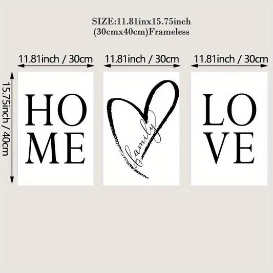 3pcs Family Home Sign Canvas Painting Love Posters And Prints Wall Art Modern