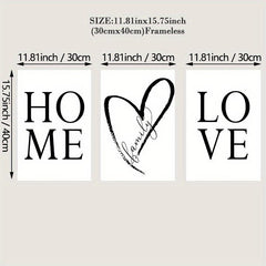 3pcs Family Home Sign Canvas Painting Love Posters And Prints Wall Art Modern