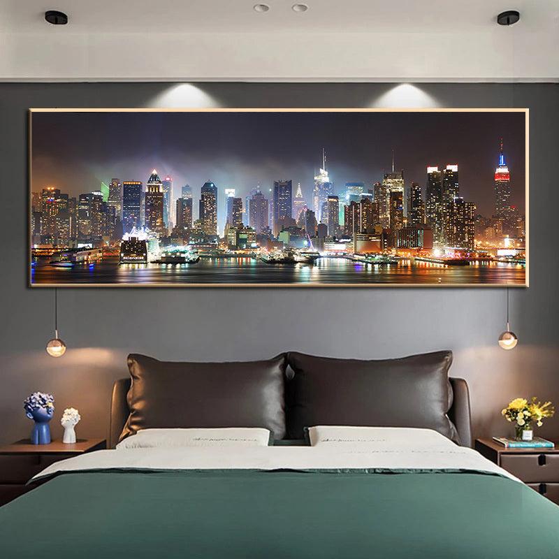 Los Angeles City Night Scene Canvas Painting