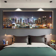 Los Angeles City Night Scene Canvas Painting