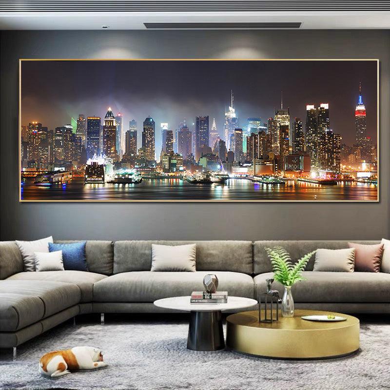Los Angeles City Night Scene Canvas Painting