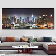 Los Angeles City Night Scene Canvas Painting