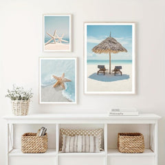 3pcs Starfish Beach Landscape Canvas Painting for Living Room Decor