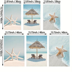 3pcs Starfish Beach Landscape Canvas Painting for Living Room Decor