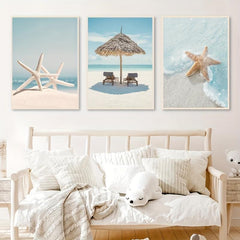 3pcs Starfish Beach Landscape Canvas Painting for Living Room Decor