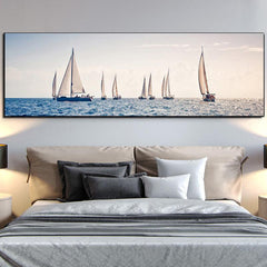 Canvas Painting Spectacular Sailing And Setting Sail Poster