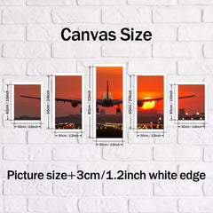 Canvas Poster Modern Art Sunset Plane Home Decor Wall Art