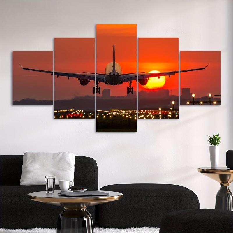 Canvas Poster Modern Art Sunset Plane Home Decor Wall Art