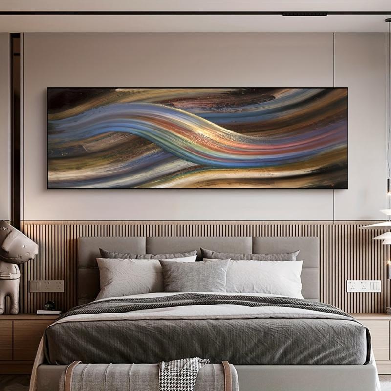 Abstract Rainbow Line Canvas Painting Wall Art