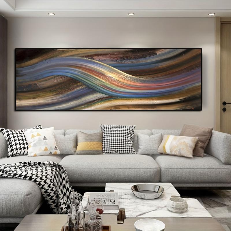 Abstract Rainbow Line Canvas Painting Wall Art