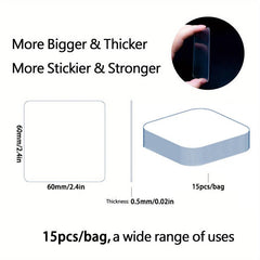 15pcs Double Sided Sticky Tape Clear Mounting Square Tape Self Adhesive Gel Moun