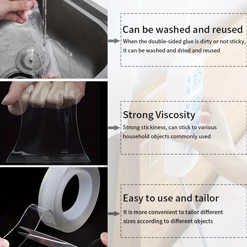 Heavy Duty Waterproof Double Sided Tape, Transparent, 5M