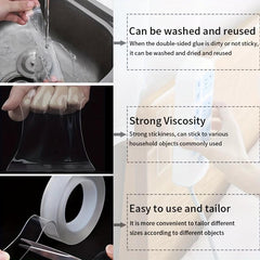 Heavy Duty Waterproof Double Sided Tape, Transparent, 5M