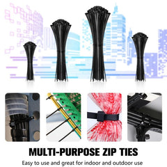 200pcs Heavy Duty Zip Ties Self Locking Nylon for Indoor & Outdoor Use