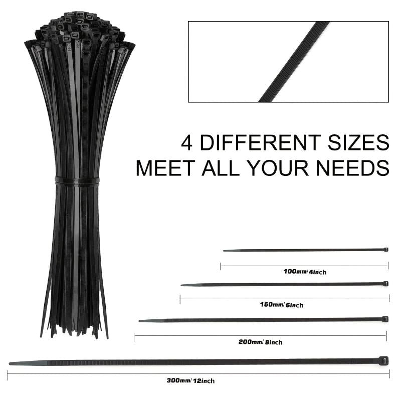 200pcs Heavy Duty Zip Ties Self Locking Nylon for Indoor & Outdoor Use