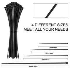 200pcs Heavy Duty Zip Ties Self Locking Nylon for Indoor & Outdoor Use