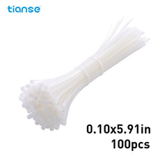 100pcs TIANSE Self Locking Cable Zip Ties Assorted Sizes Nylon Cord Management