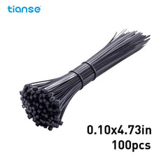 100pcs TIANSE Self Locking Cable Zip Ties Assorted Sizes Nylon Cord Management