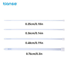 100pcs TIANSE Self Locking Cable Zip Ties Assorted Sizes Nylon Cord Management