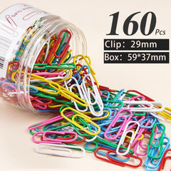 160pcs Metal Paper Clips 29mm Colorful Paper Clip for School Office DIY Albums