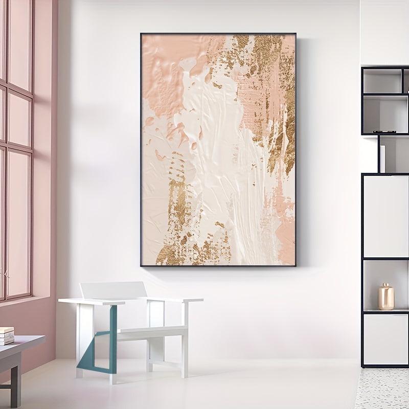 3pcs Nordic Abstract Hand Painted Canvas Print Pink Golden Tones Modern Art
