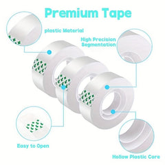 5 Rolls 50 Meter Transparent Semi Transparent Tape for Office School House