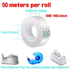 5 Rolls 50 Meter Transparent Semi Transparent Tape for Office School House