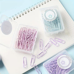 50pcs Macaron Paper Clips in Creative Box - Office & School Supplies