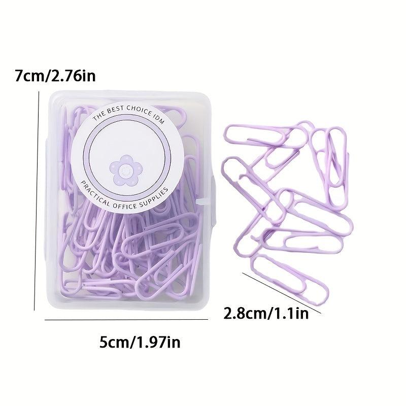 50pcs Macaron Paper Clips in Creative Box - Office & School Supplies