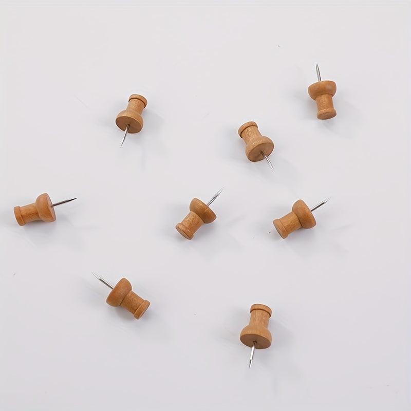 Wooden Push Pins 50-100pcs for Photos Cork Boards Office School Supplies