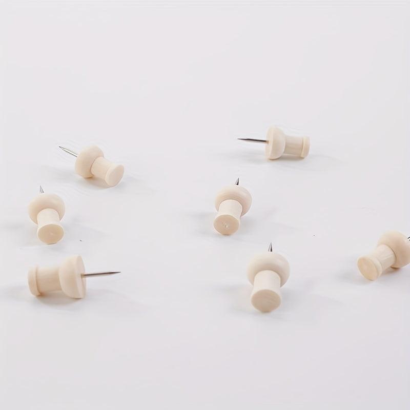 Wooden Push Pins 50-100pcs for Photos Cork Boards Office School Supplies